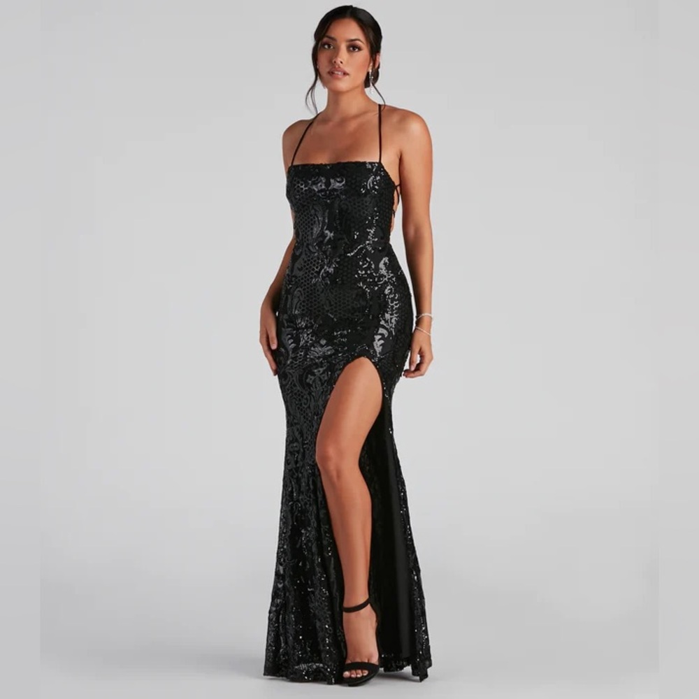 Windsor Azalea Formal High Slit Sequin Dress